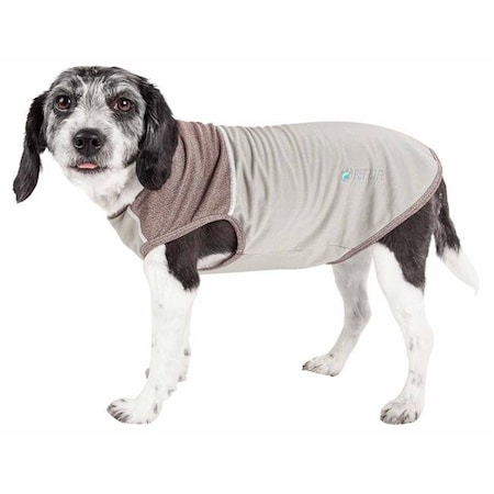 Pet Life TSHL1TNSM Active Aero-Pawlse Heathered Quick-Dry & 4-Way Stretch-Performance Dog Tank Top T-Shirt - Tan & Brown; Small